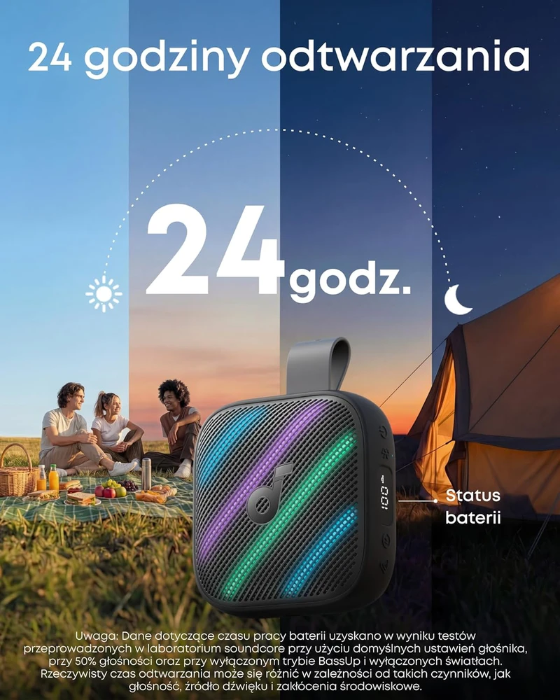 soundcore belaidė nešiojama Bluetooth kolonėlė 15 W, IP68, BassUp 2.0, Boom Go 3i, juoda