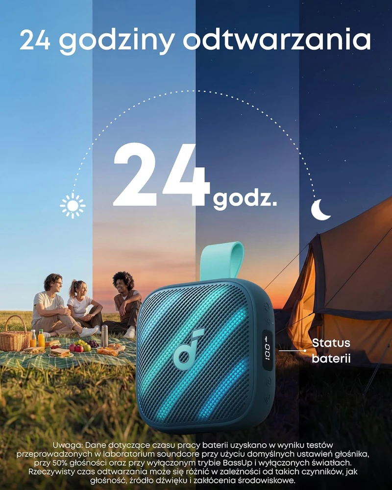 Soundcore belaidė nešiojama Bluetooth kolonėlė 15 W, IP68, BassUp 2.0, 24 h, Boom Go 3i