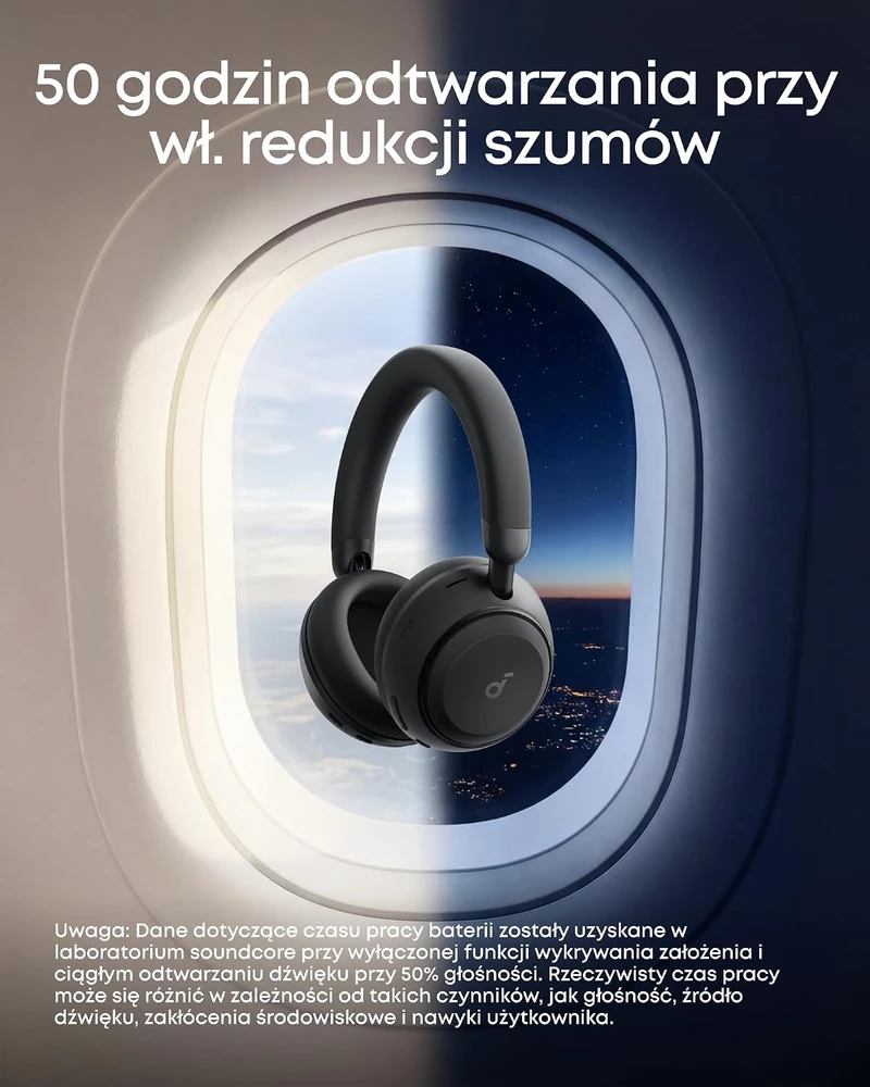 soundcore belaidės apgaubiančios ausinės su ANC, LDAC ir 50 val. veikimu D1402
