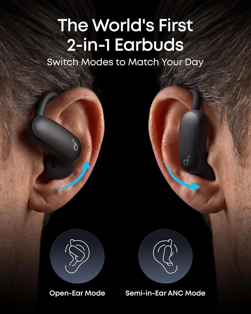 soundcore belaidės atviros ausinės su aktyviu triukšmo slopinimu Bluetooth 5.0 AeroFit 2 Pro A3875