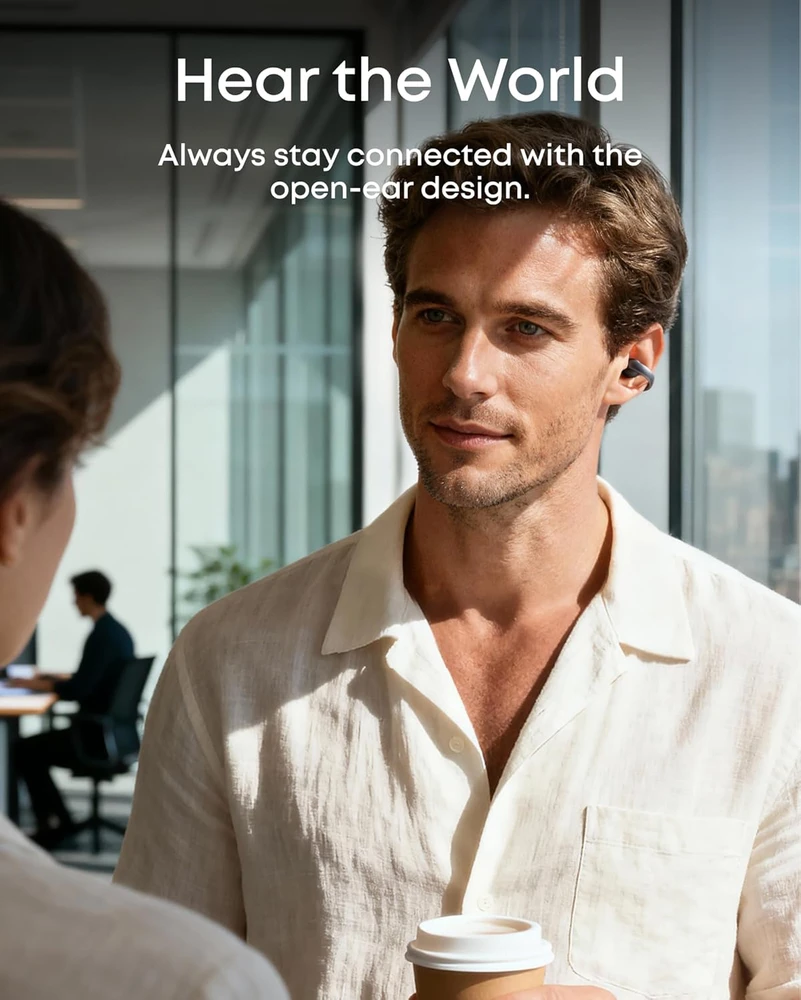 soundcore belaidės atviros ausų ausinės su 4 mikrofonais, Bluetooth 5.0, ANC, 12 mm garsiakalbis, A3388