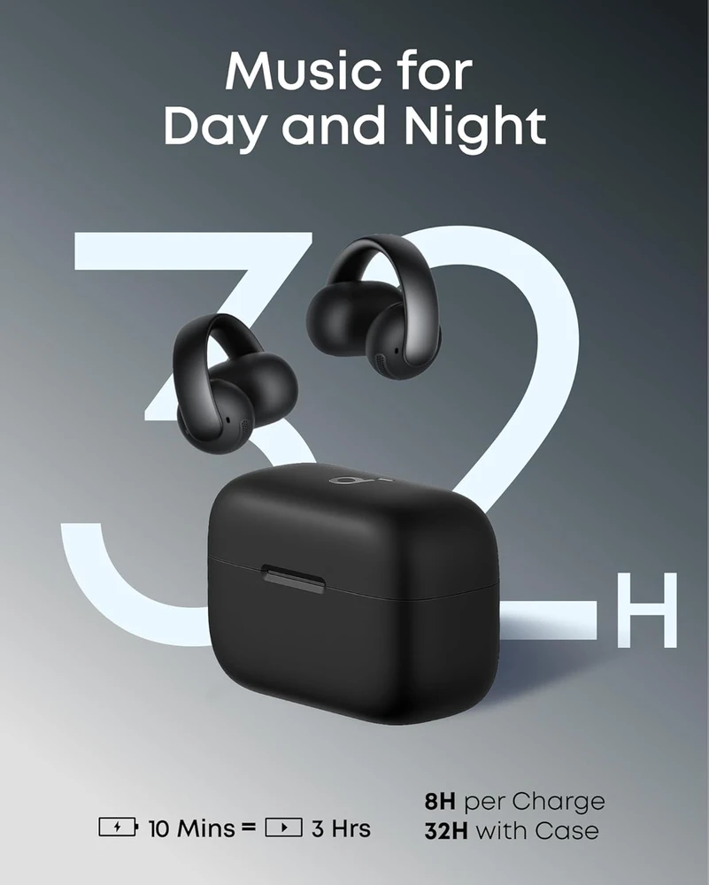 soundcore belaidės atviros ausų ausinės su 4 mikrofonais, Bluetooth 5.0, ANC, 12 mm garsiakalbis, A3388