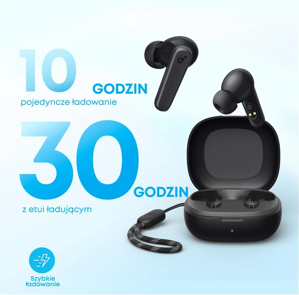 soundcore belaidės į ausis įdedamos ausinės su Bluetooth 5.3 ir 10 mm garsiakalbiais, IPX5, A3949