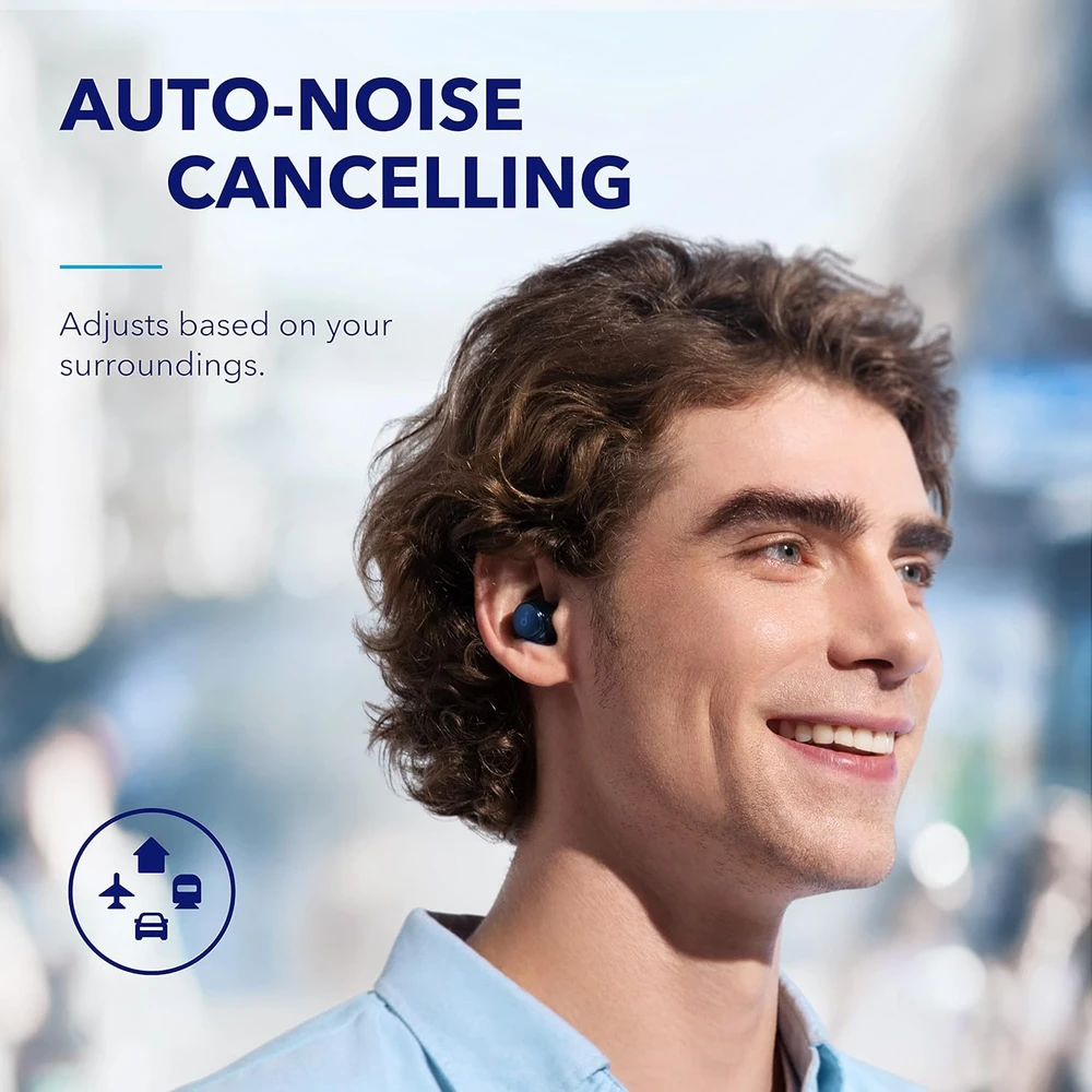 soundcore belaidės į ausis įdedamos Bluetooth ausinės su ANC, 50 h, Space A40