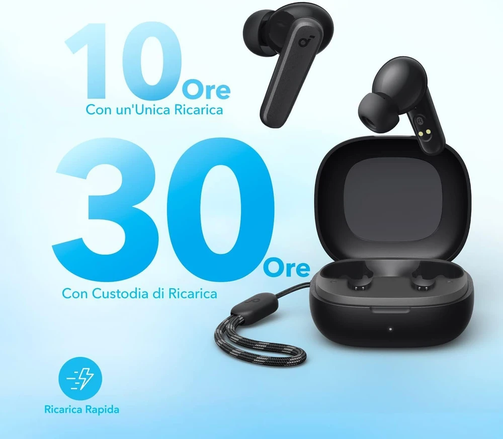 Soundcore belaidės į ausis įdedamos Bluetooth ausinės 10 mm, IPX5, 30 val. A3949