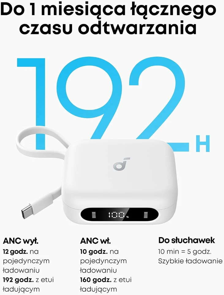soundcore belaidės į ausis įdedamos Bluetooth ausinės su ANC ir 192 val. veikimu P41i