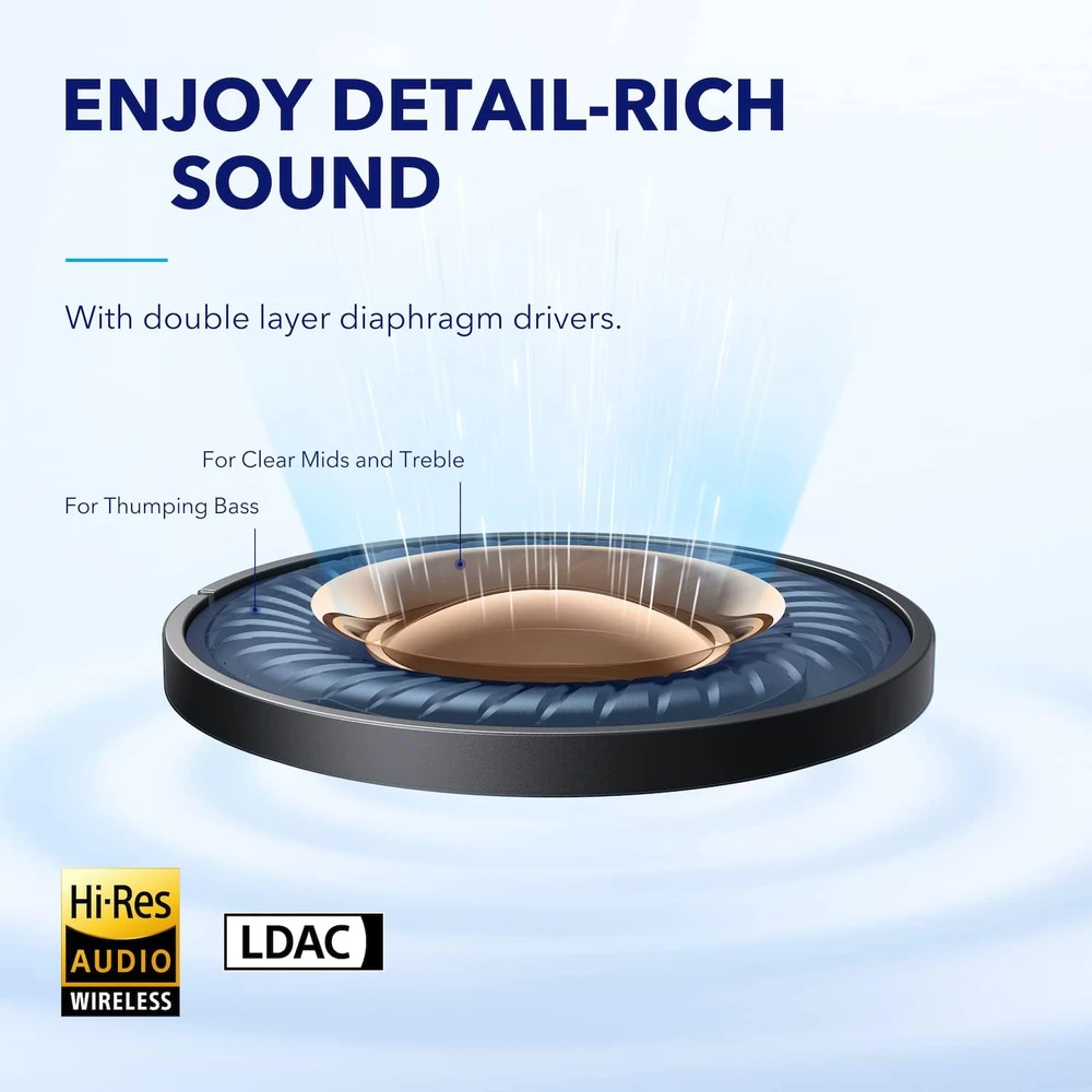 soundcore belaidės į ausis įdedamos Bluetooth ausinės su ANC, 50 h, Space A40