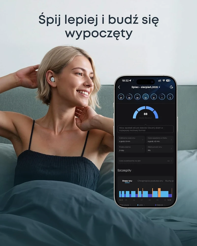 soundcore belaidės miego ausinės Sleep A30 su ANC ir Bluetooth D1301
