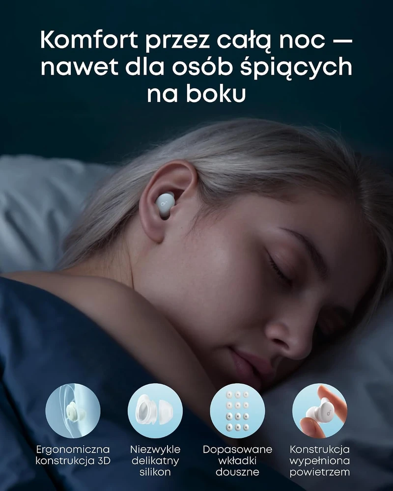 soundcore belaidės miego ausinės Sleep A30 su ANC ir Bluetooth D1301