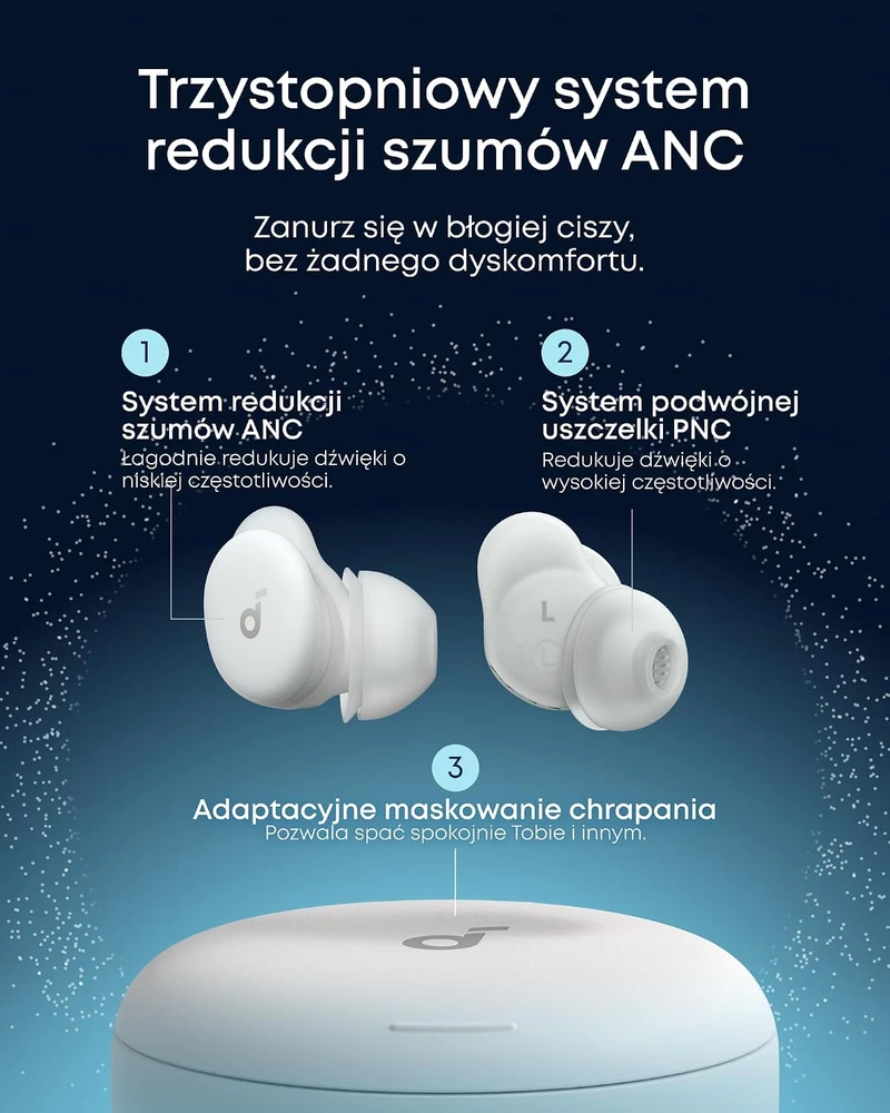 soundcore belaidės miego ausinės Sleep A30 su ANC ir Bluetooth D1301