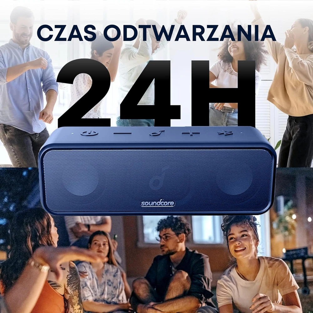 Soundcore Bluetooth kolonėlė 16 W, 24 val. grojimo, IPX7, Bluetooth 5.0, mėlyna, A3117