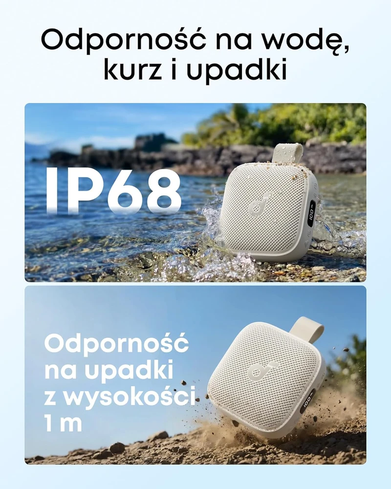 soundcore nešiojama Bluetooth kolonėlė, 15 W, IP68, BassUp 2.0, 24 h, D5103, balta