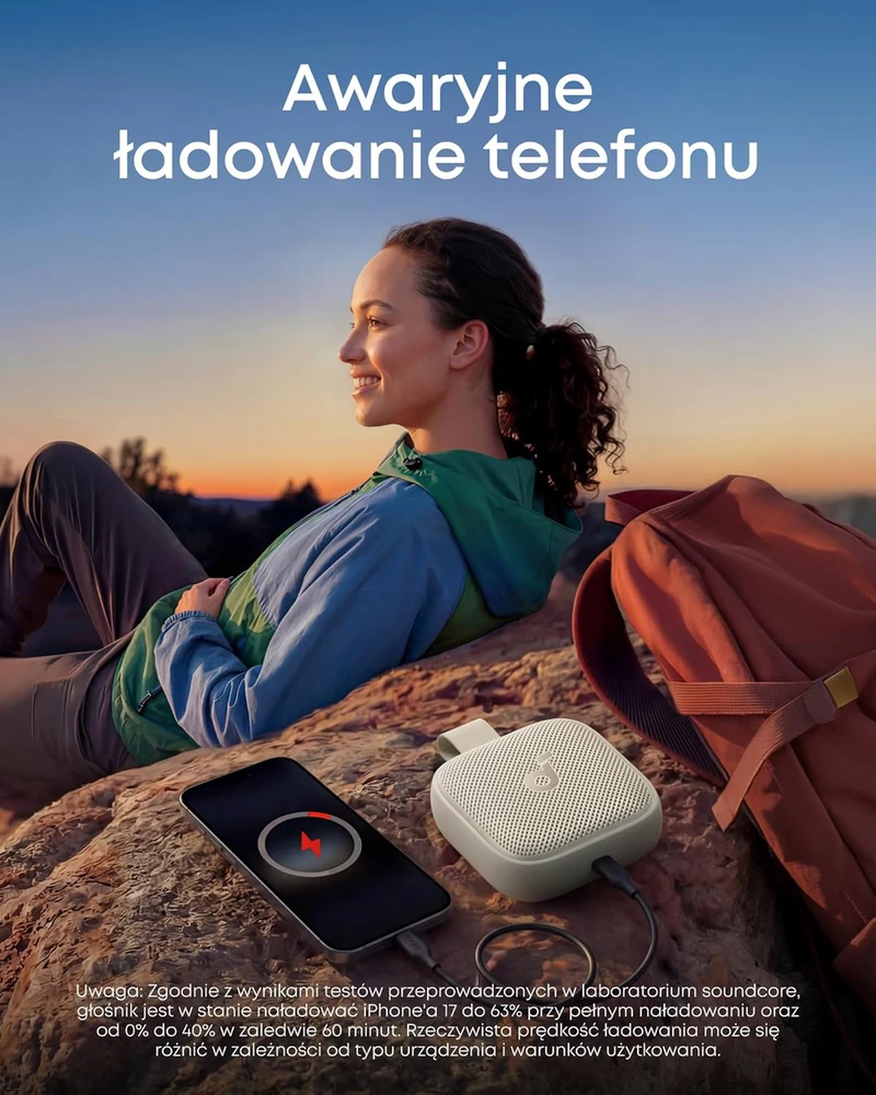 soundcore nešiojama Bluetooth kolonėlė, 15 W, IP68, BassUp 2.0, 24 h, D5103, balta