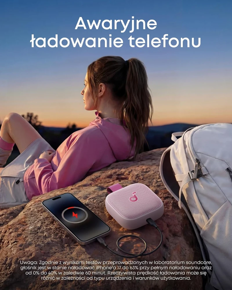 soundcore nešiojama Bluetooth kolonėlė Boom Go 3i, 15 W, IP68, 24 h grojimas, rožinė