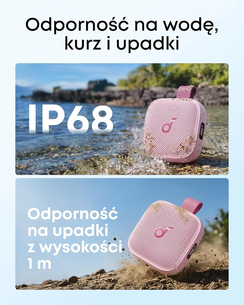 soundcore nešiojama Bluetooth kolonėlė Boom Go 3i, 15 W, IP68, 24 h grojimas, rožinė