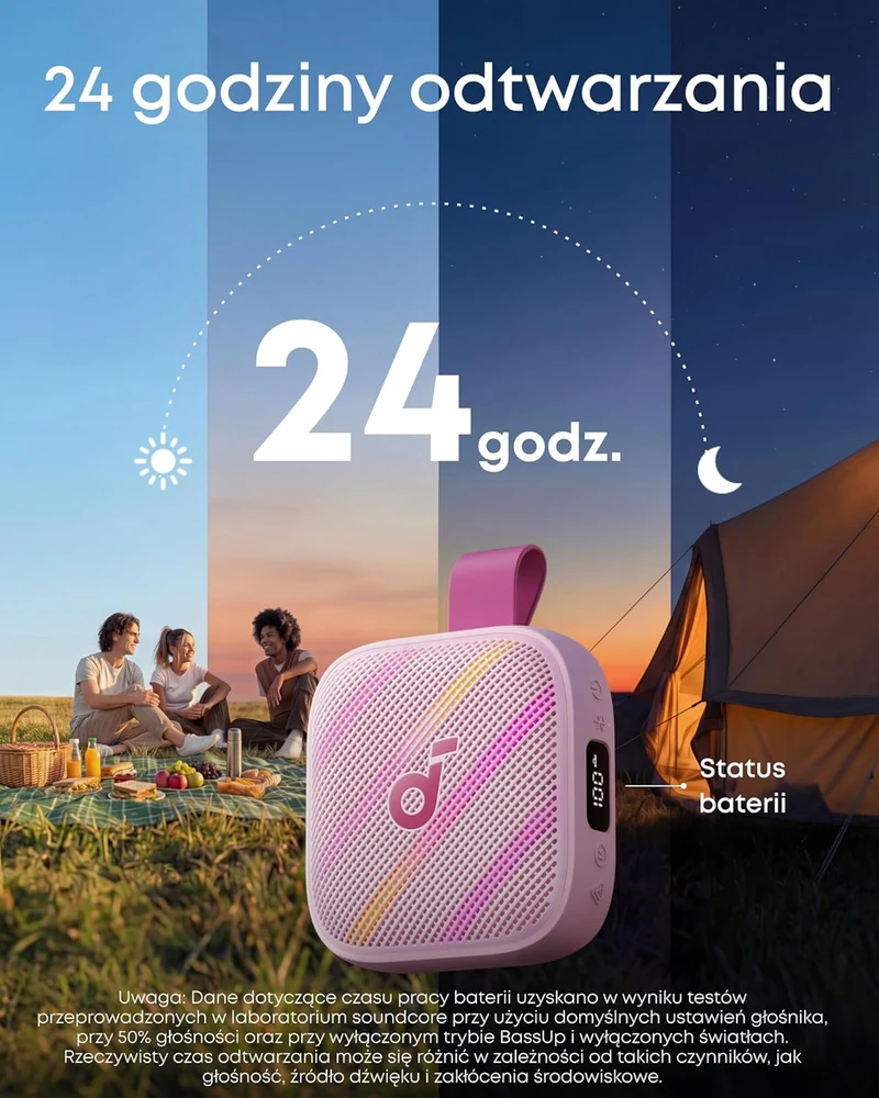 soundcore nešiojama Bluetooth kolonėlė Boom Go 3i, 15 W, IP68, 24 h grojimas, rožinė