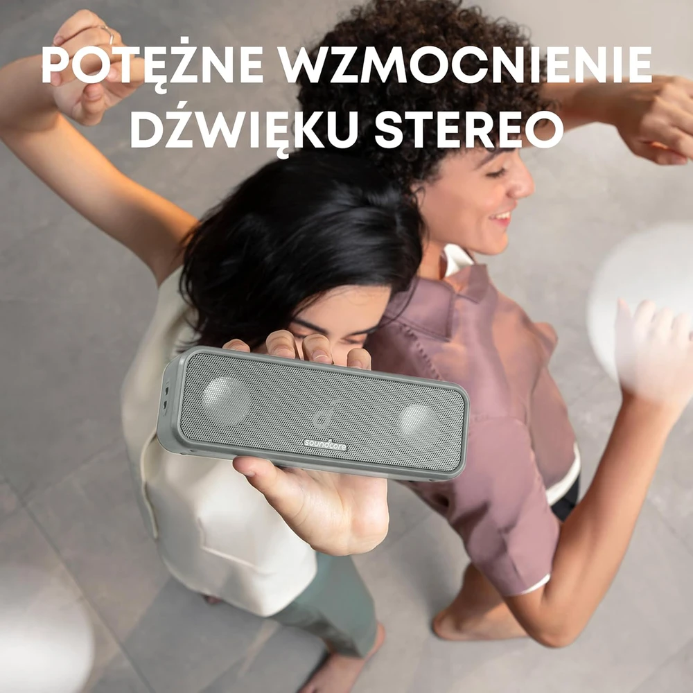 Soundcore nešiojama Bluetooth kolonėlė, stereo garsas, 16 W, 24 h veikimas, IPX7, pilka, A3117