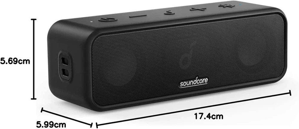 Soundcore nešiojamas Bluetooth garsiakalbis, 16 W stereo, 24 val. veikimas, IPX7, juodas, A3117