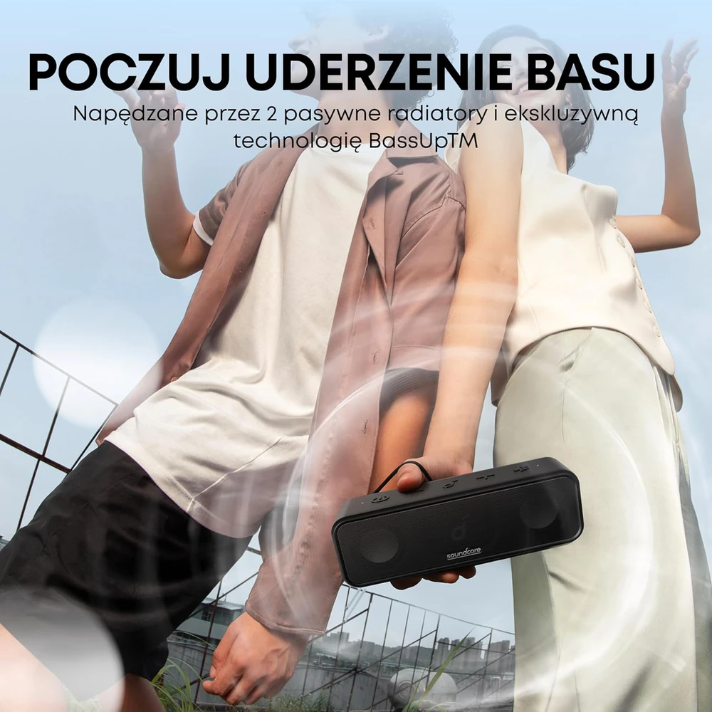 Soundcore nešiojamas Bluetooth garsiakalbis, 16 W stereo, 24 val. veikimas, IPX7, juodas, A3117