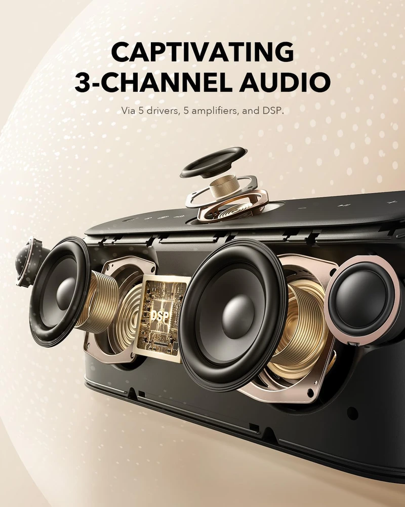 Nešiojama kolonėlė Anker Soundcore Motion X600, Pilkos spalvos