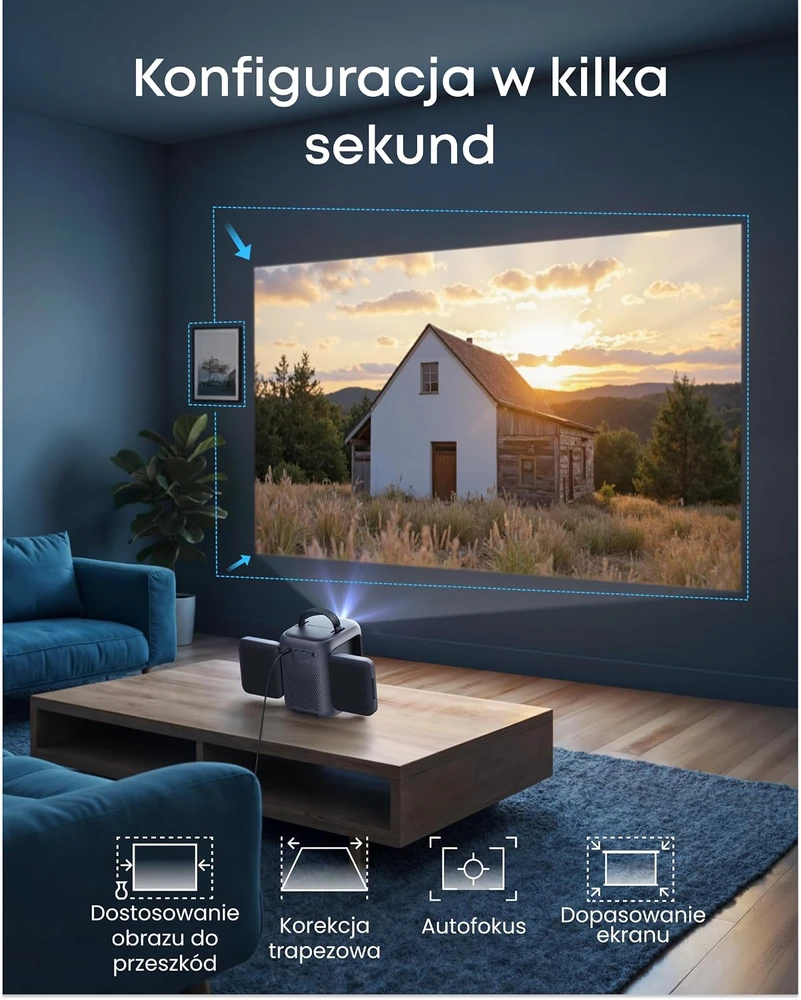 Anker soundcore nešiojamasis išmanusis projektorius Full HD 1080p, 380 ANSI lm, Wi-Fi, Bluetooth, D2200