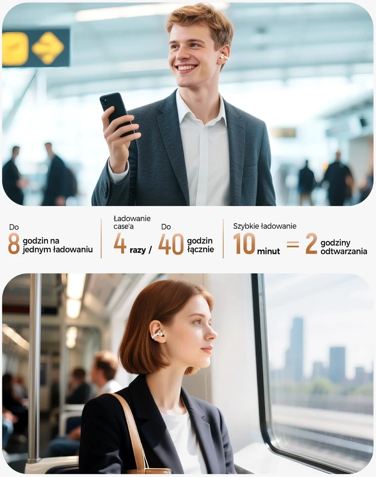 SoundPEATS atviro tipo belaidės ausinės su segtuku Bluetooth 5.4 LDAC Clip1, smėlio spalvos