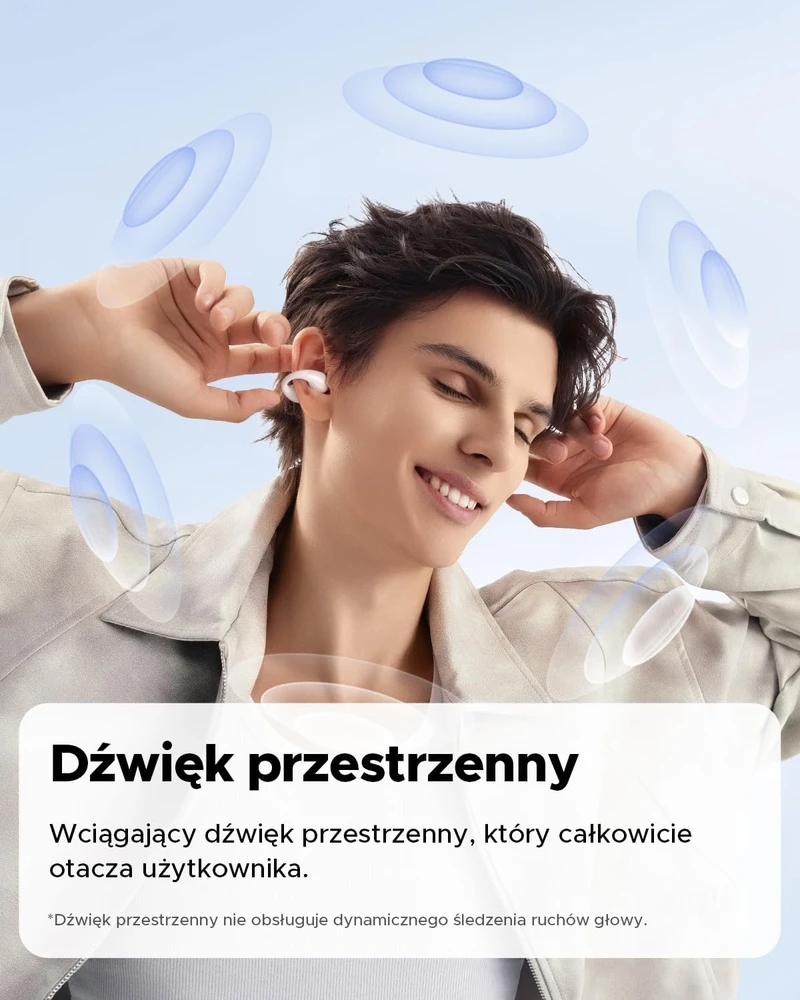 SOUNDPEATS atviros belaidės ausinės su spaustuku Bluetooth 5.4 LDAC PearlClip Pro baltos