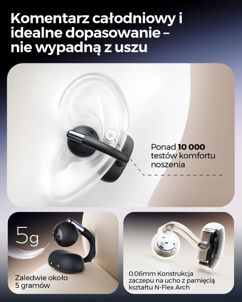 SOUNDPEATS atviros belaidės klipsinės ausinės Bluetooth 5.4 su LDAC Clip1