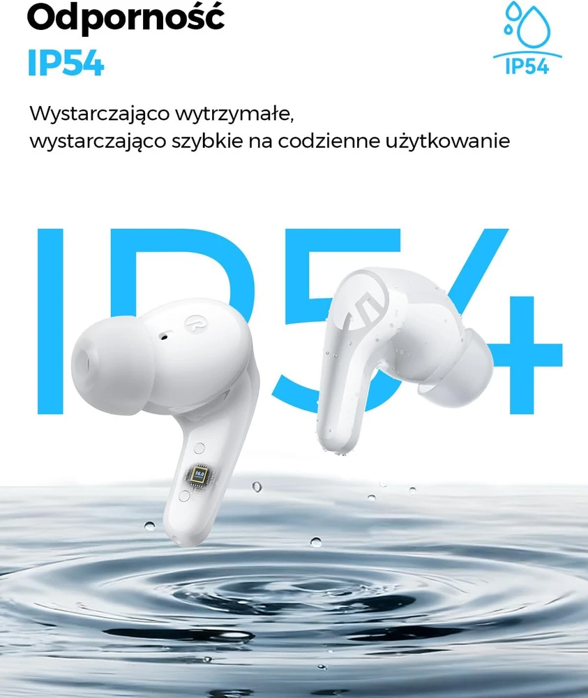 SoundPEATS belaidės ausinės ausims su ANC 52 dB, Bluetooth 6.0, Hi-Res, LDAC, 12 mm garsiakalbiais, 52 h veikimu, 6 mikrofonais, baltos, C30