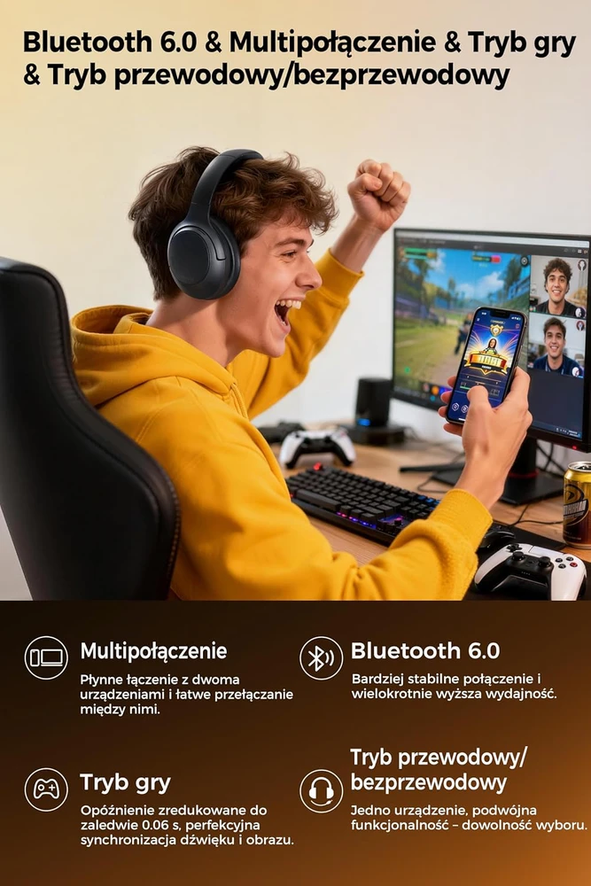 SoundPEATS belaidės ausinės su ANC, 7 mikrofonais, Hi-Res LDAC, Bluetooth 6.0, 95h veikimo, Cove Pro