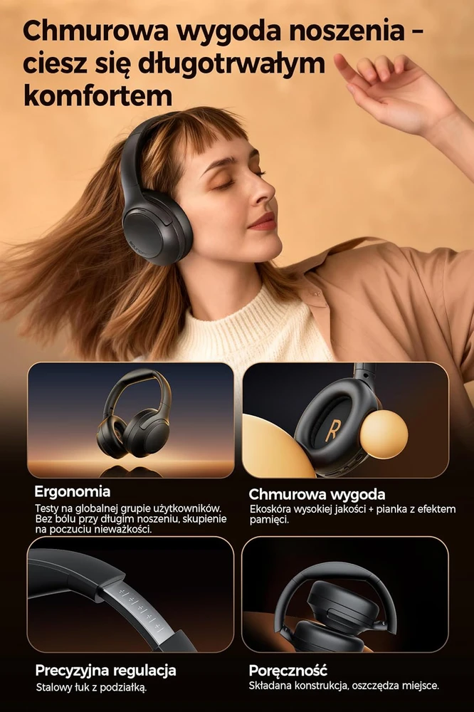 SoundPEATS belaidės ausinės su ANC, 7 mikrofonais, Hi-Res LDAC, Bluetooth 6.0, 95h veikimo, Cove Pro