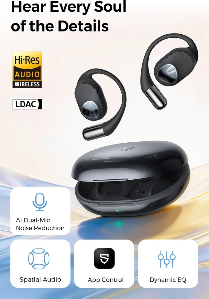 SoundPEATS belaidės ausinės su dinaminiu garsiakalbiu GoFree 2s-BG, juodos