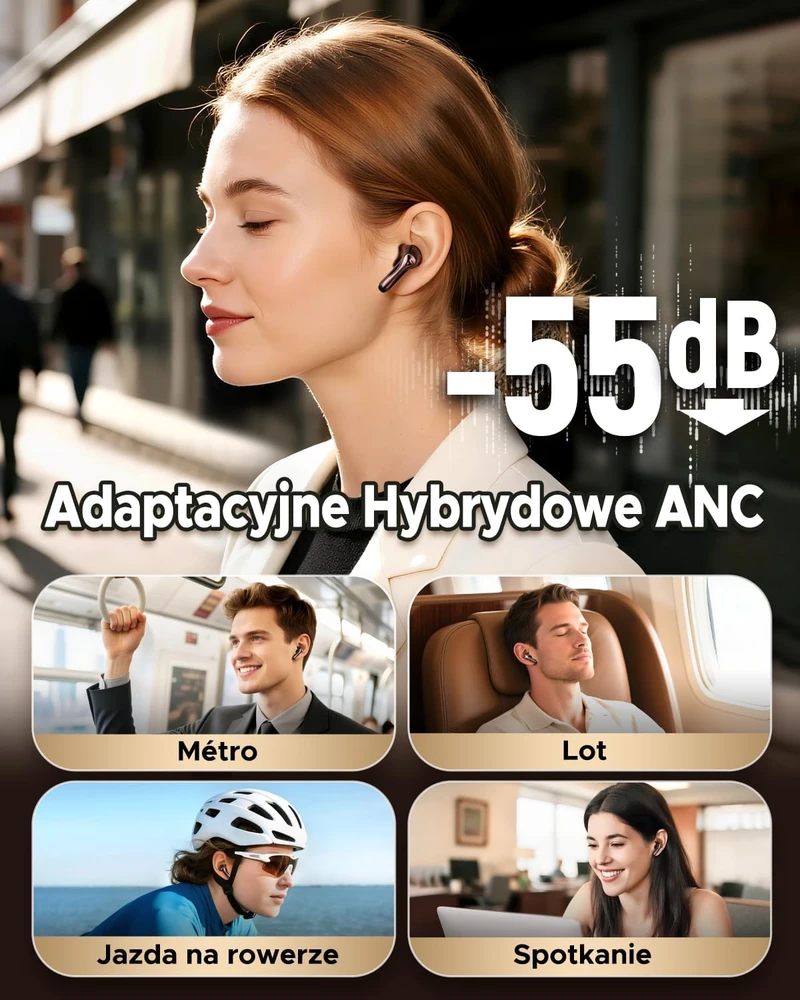 SoundPEATS belaidės į ausis įdedamos ausinės Bluetooth 5.4 su adaptyviu ANC Air5 Pro