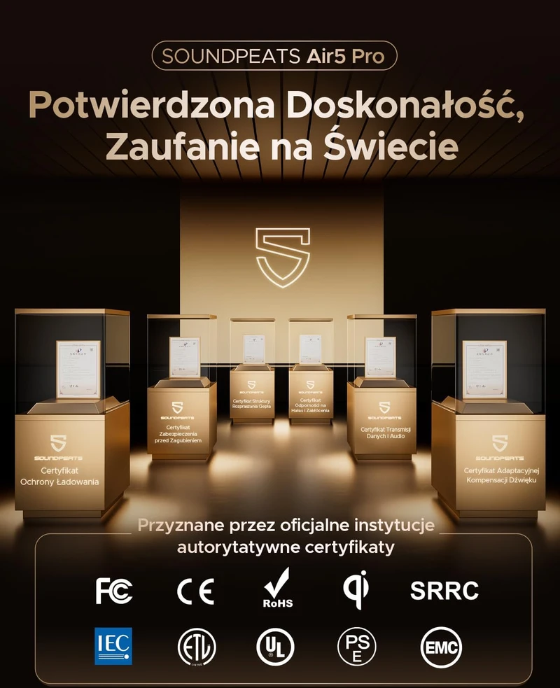 SoundPEATS belaidės į ausis įdedamos ausinės Bluetooth 5.4 su adaptyviu ANC Air5 Pro