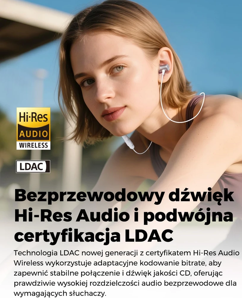 SoundPEATS belaidės į ausis įdedamos ausinės su kaklo juosta Bluetooth LDAC IP67 Q40 HD