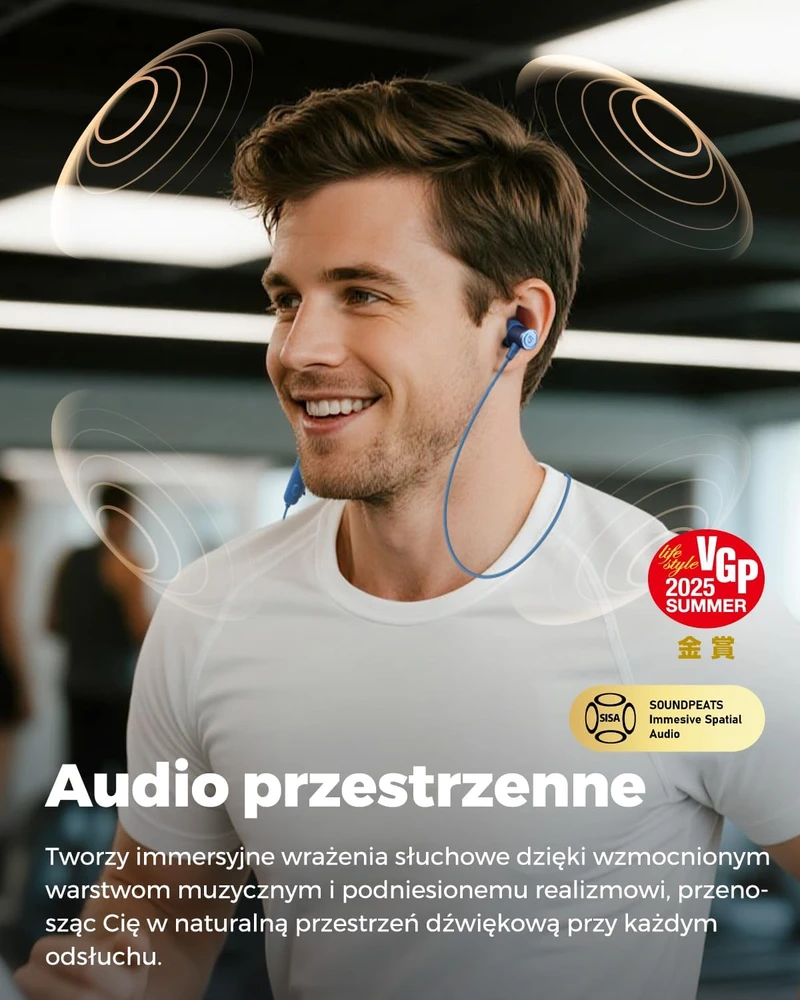 SOUNDPEATS belaidės į ausis įdedamos ausinės su kaklo lankeliu, Bluetooth, LDAC, IP67, Q40 HD
