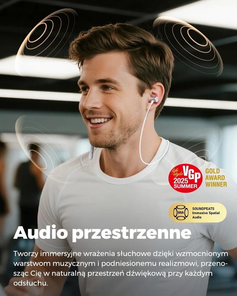 SoundPEATS belaidės į ausis įdedamos ausinės su kaklo juosta Bluetooth LDAC IP67 Q40 HD