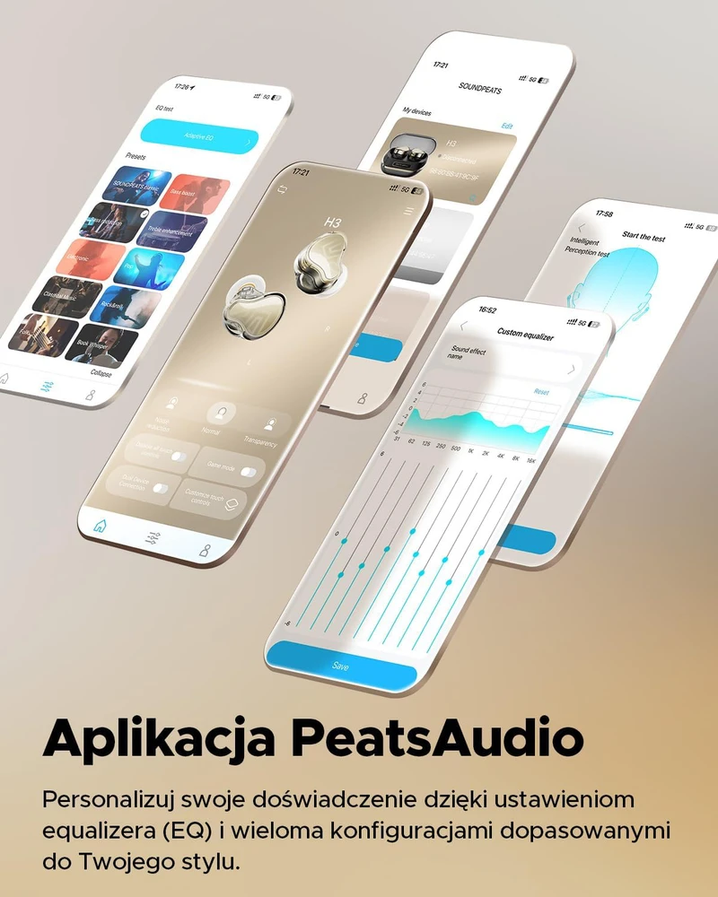 SoundPEATS bevielės ausinės į ausis, Bluetooth 5.2, ANC, LDAC, aptX, 37h veikimas, H3