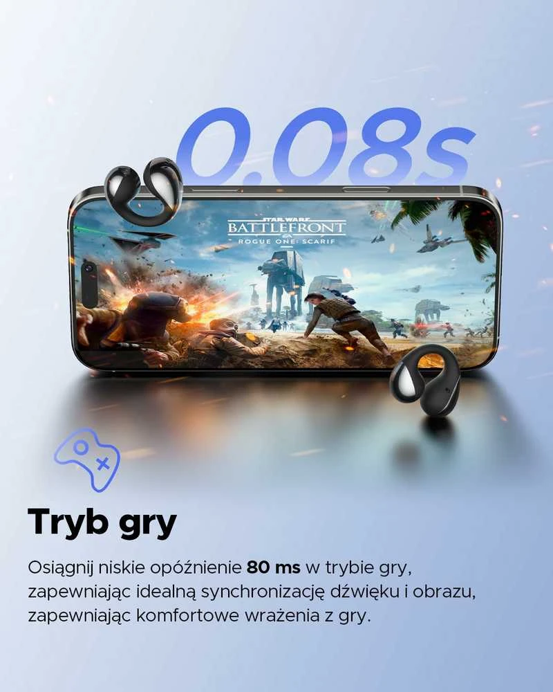 SoundPEATS Pearlclip Pro atviros konstrukcijos belaidės ausinės su mikrofonu, Bluetooth 5.4, IPX5, 24 val.