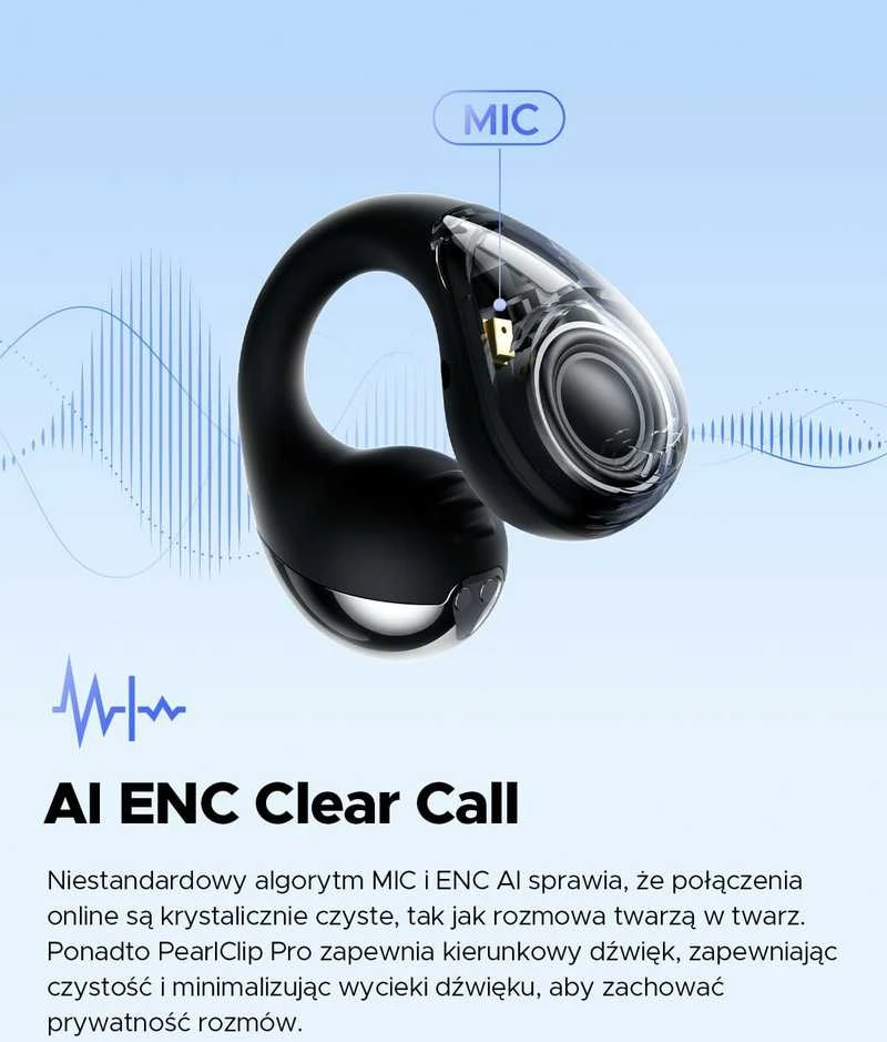 SoundPEATS Pearlclip Pro atviros konstrukcijos belaidės ausinės su mikrofonu, Bluetooth 5.4, IPX5, 24 val.