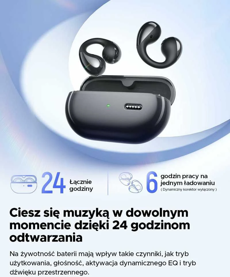 SoundPEATS Pearlclip Pro atviros konstrukcijos belaidės ausinės su mikrofonu, Bluetooth 5.4, IPX5, 24 val.