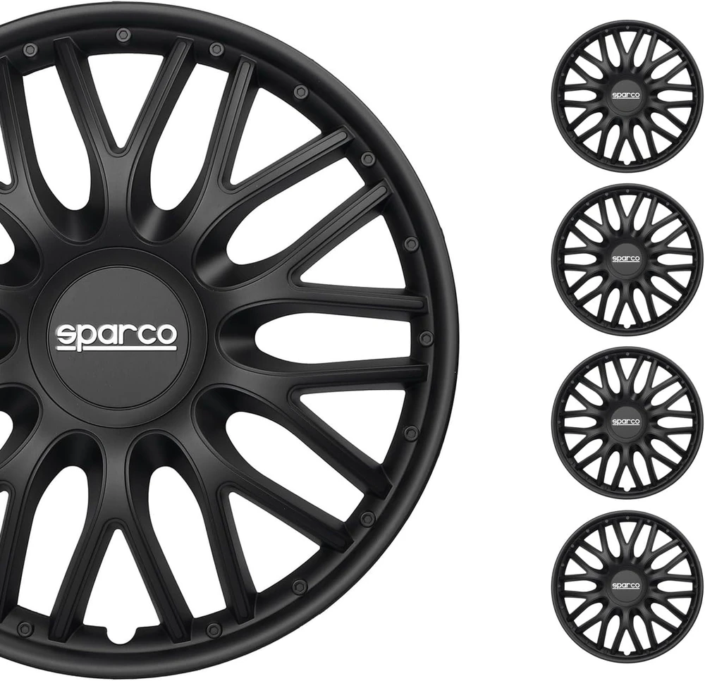 Sparco automobilio ratų gaubtai Rome 16 colių, juodi, 4 vnt. SPC1696BK