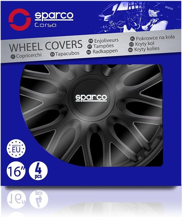 Sparco ratų gaubtų rinkinys Roma 16 colių, 4 vnt., juodas SPC1696BK