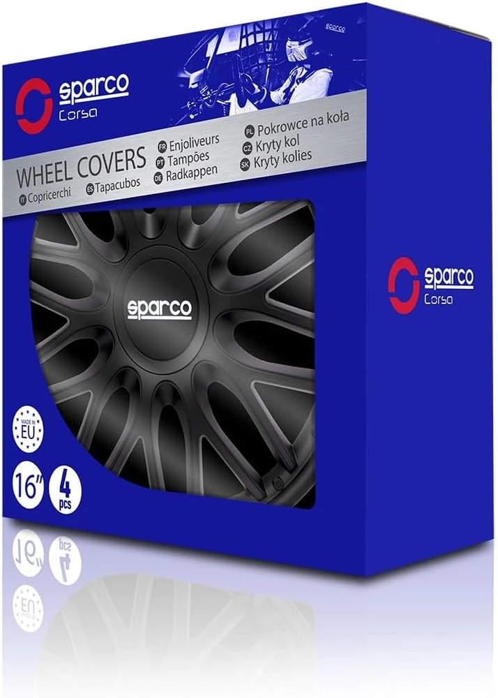 Sparco ratų gaubtų rinkinys Roma 16 colių, 4 vnt., juodas SPC1696BK