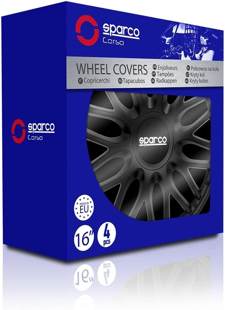 Sparco ratų gaubtų rinkinys Roma 16 colių, 4 vnt., juodas SPC1696BK