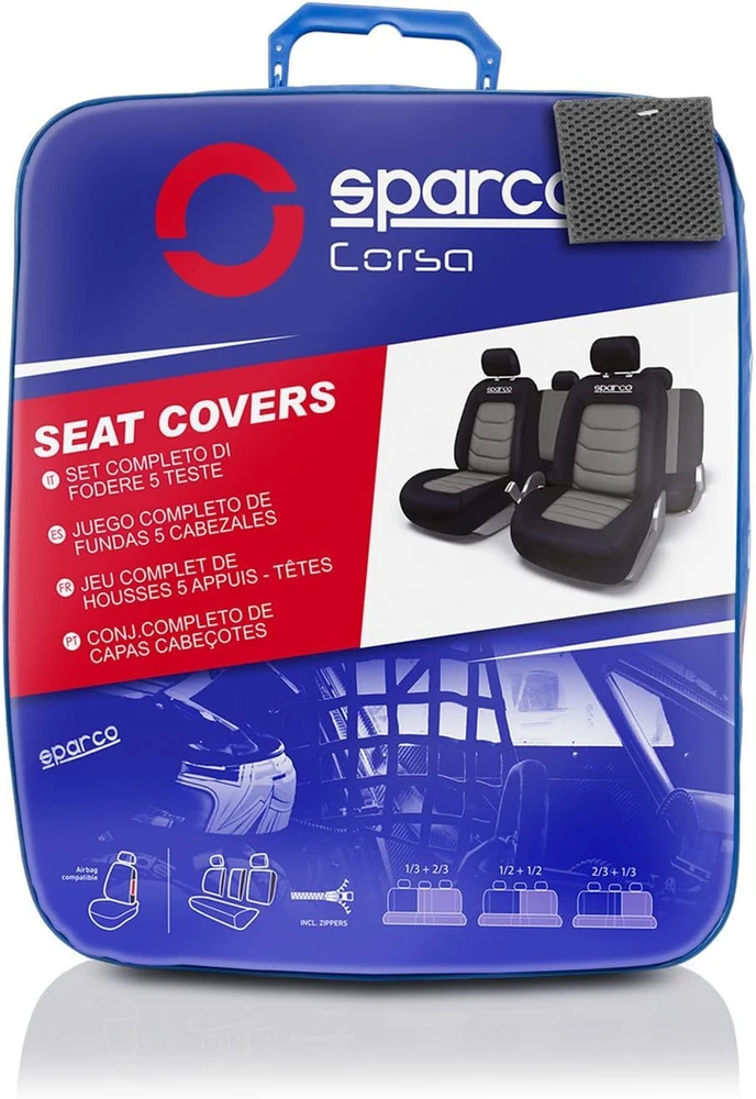 Sparco universalūs automobilio sėdynių užvalkalai, suderinami su šoninėmis oro pagalvėmis SPC1019GR