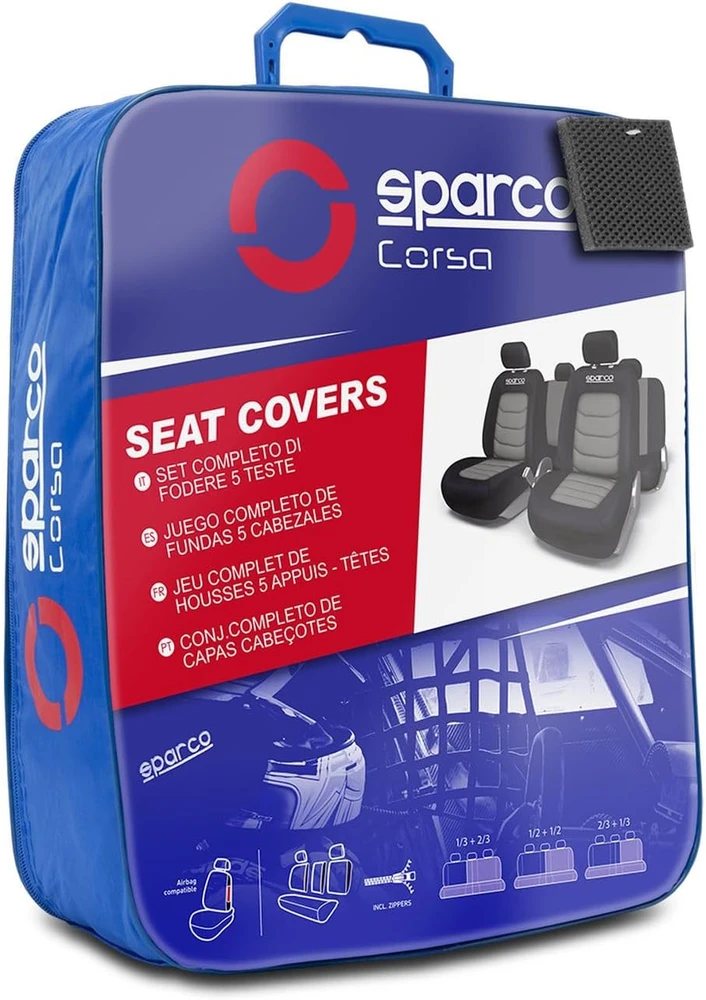 Sparco universalūs automobilio sėdynių užvalkalai, suderinami su šoninėmis oro pagalvėmis SPC1019GR