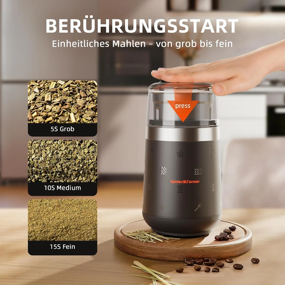Spider Farmer elektrinis kavos ir prieskonių malūnėlis 150 W, 70 g, Grinder Pro