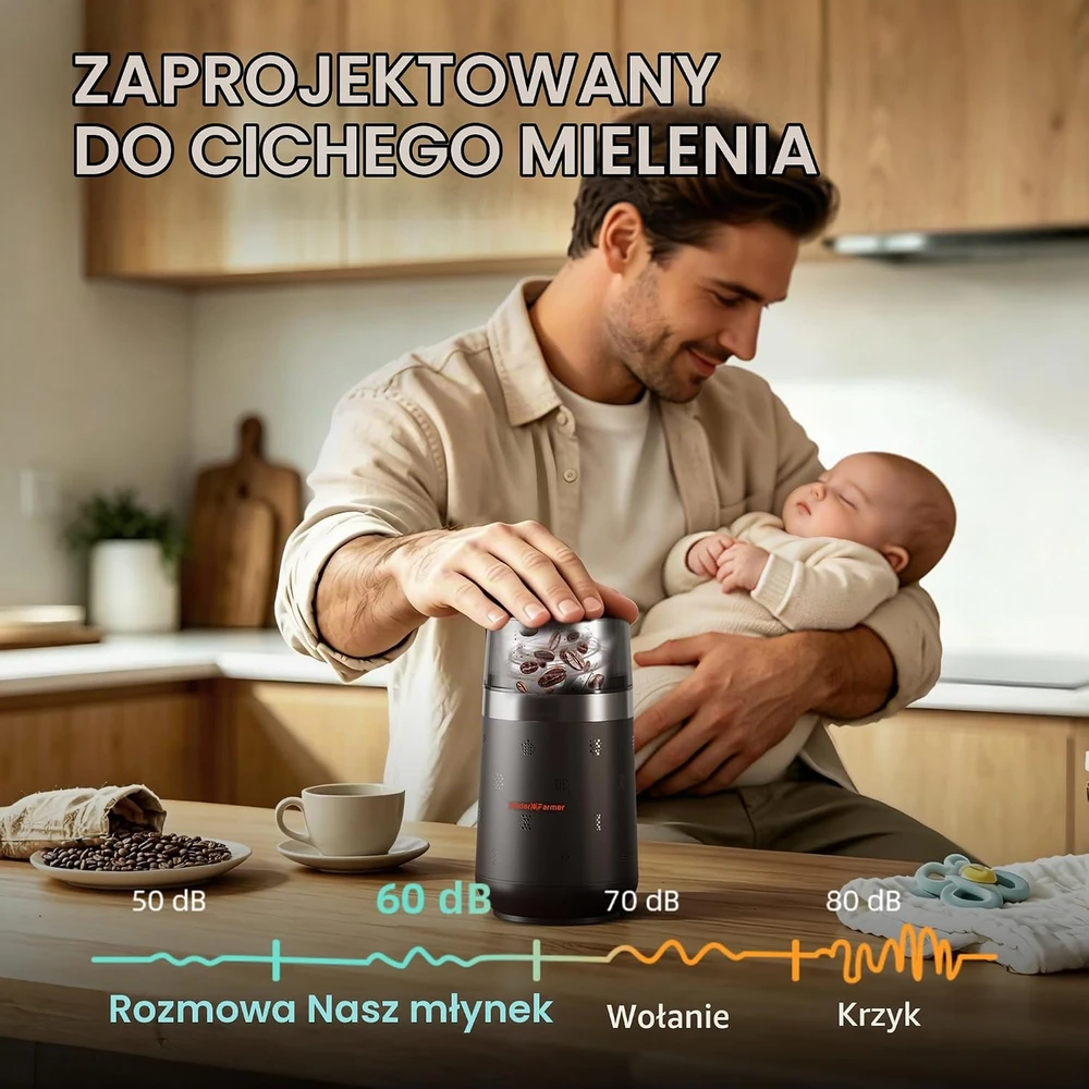 Spider Farmer elektrinis kavos ir prieskonių malūnėlis 150 W, 70 g, Grinder Pro