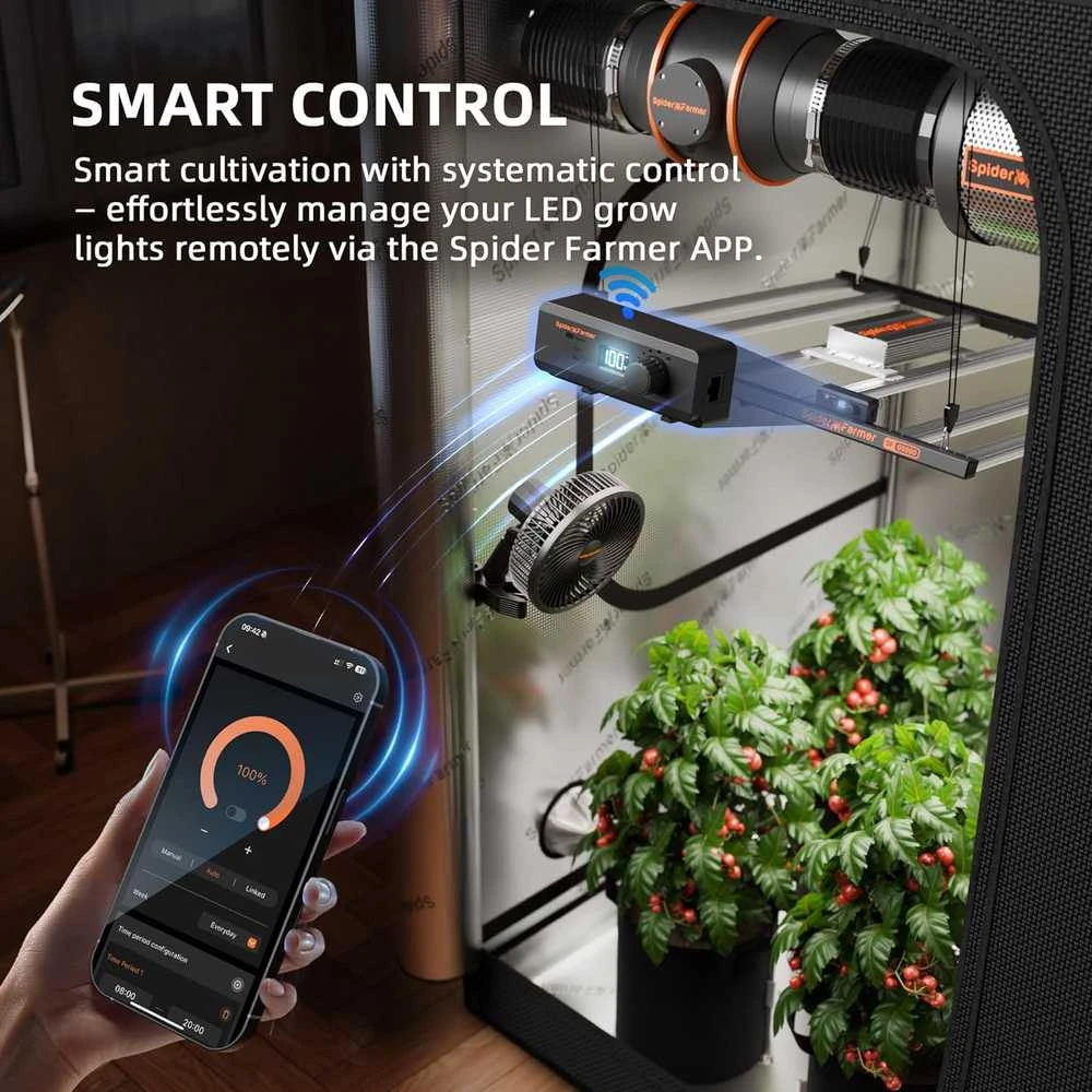 Spider Farmer LED augalų lempa su valdymu programėle, 150 W, pilno spektro, SF-G1500-EU